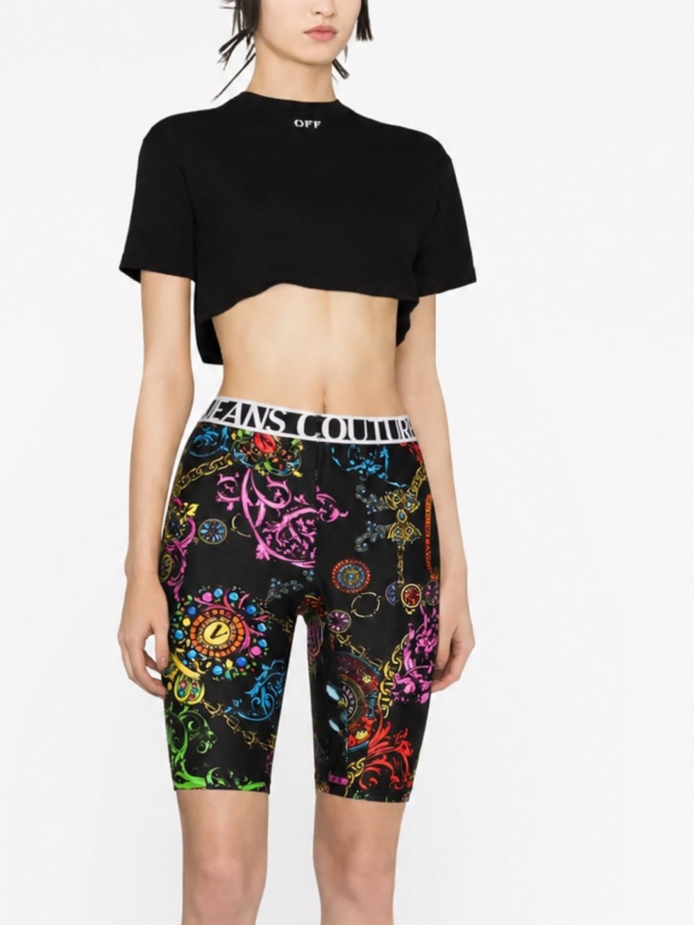 Versace Jeans Collection Black Multicolor Baroque Shorts